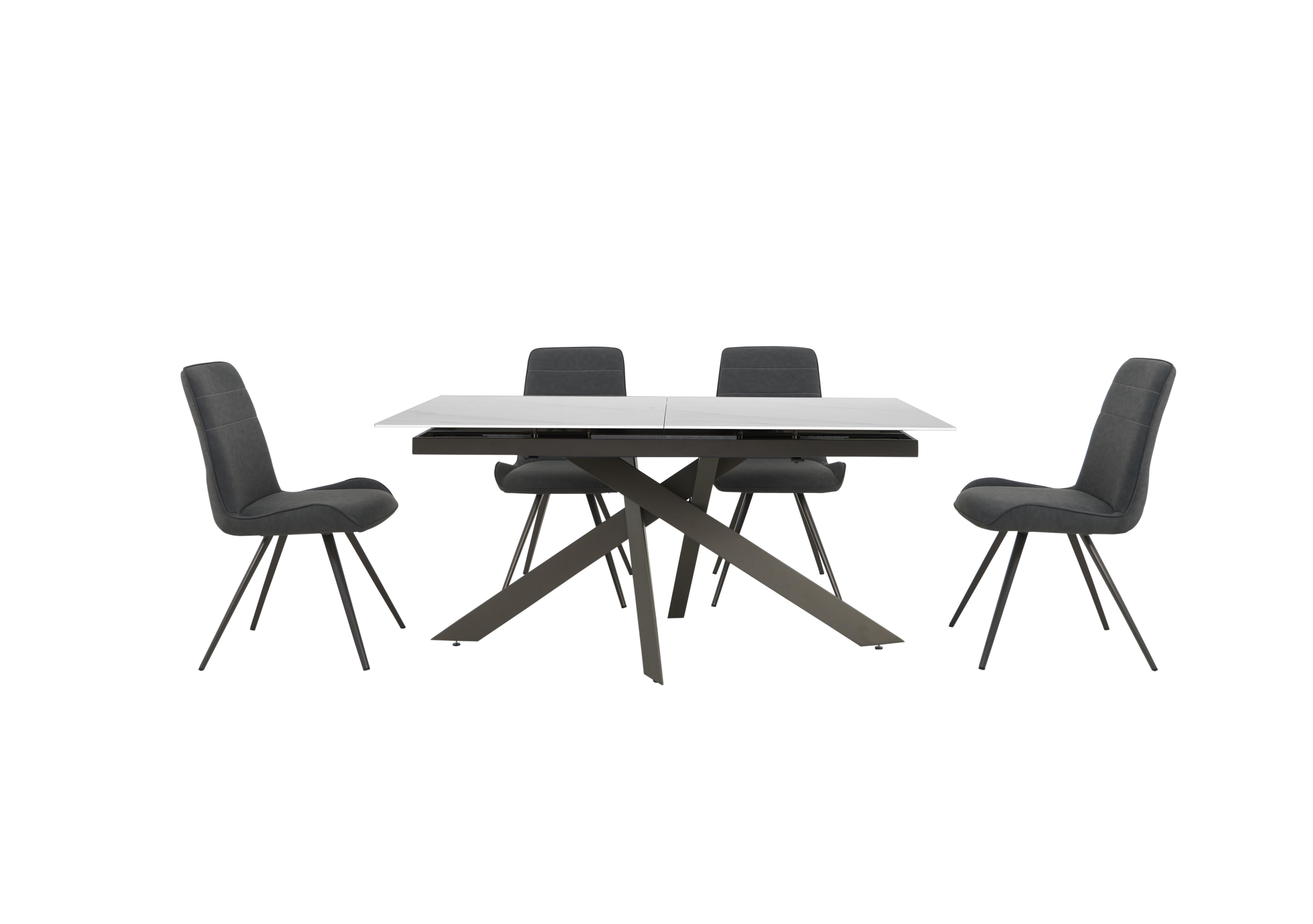 Samurai Extending Dining Table with White Ceramic Top and 4 Dark Grey ...