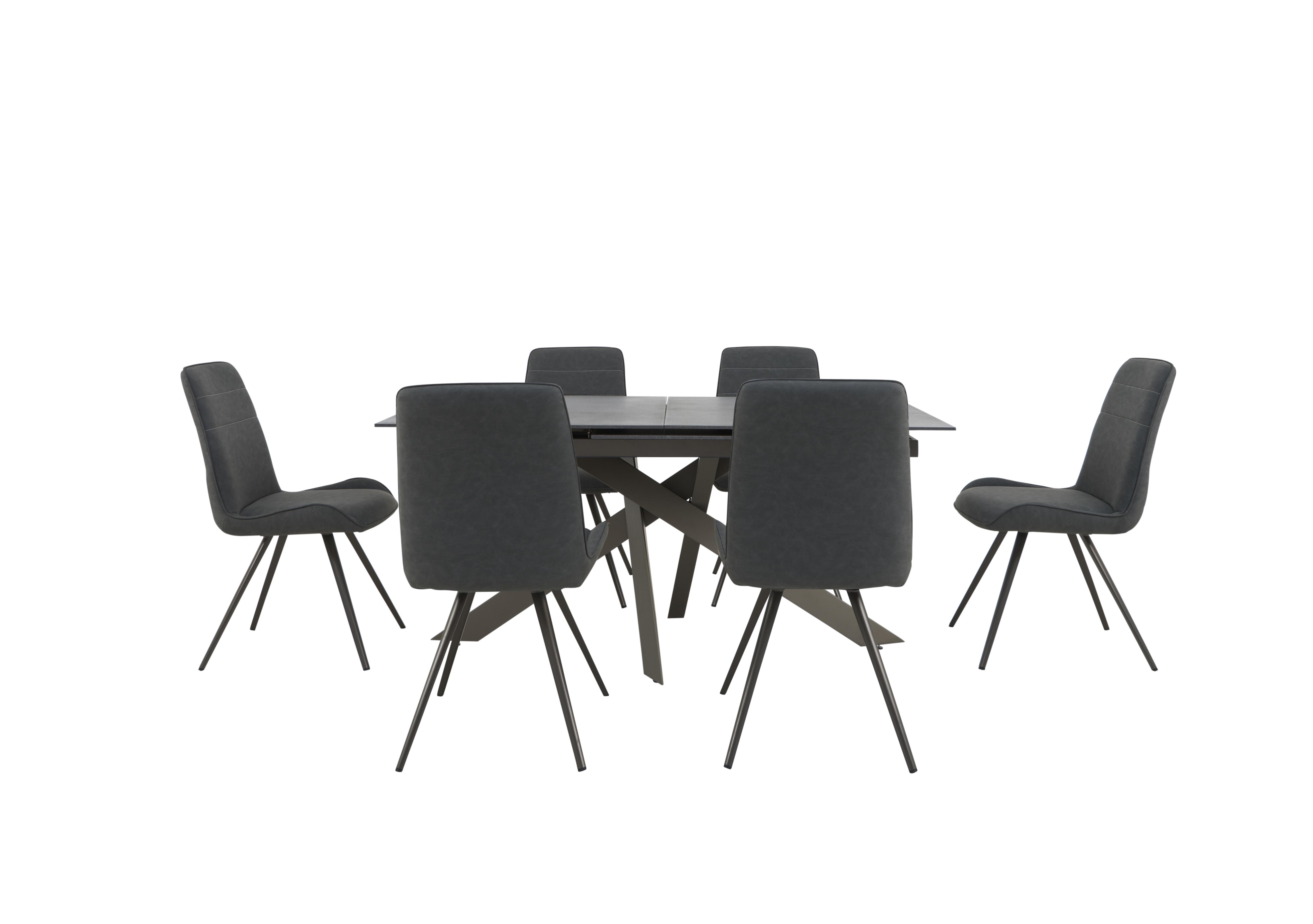 Samurai Extending Dining Table and 6 Faux Leather Dining Chairs