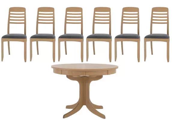 Round pedestal dining table deals set for 6