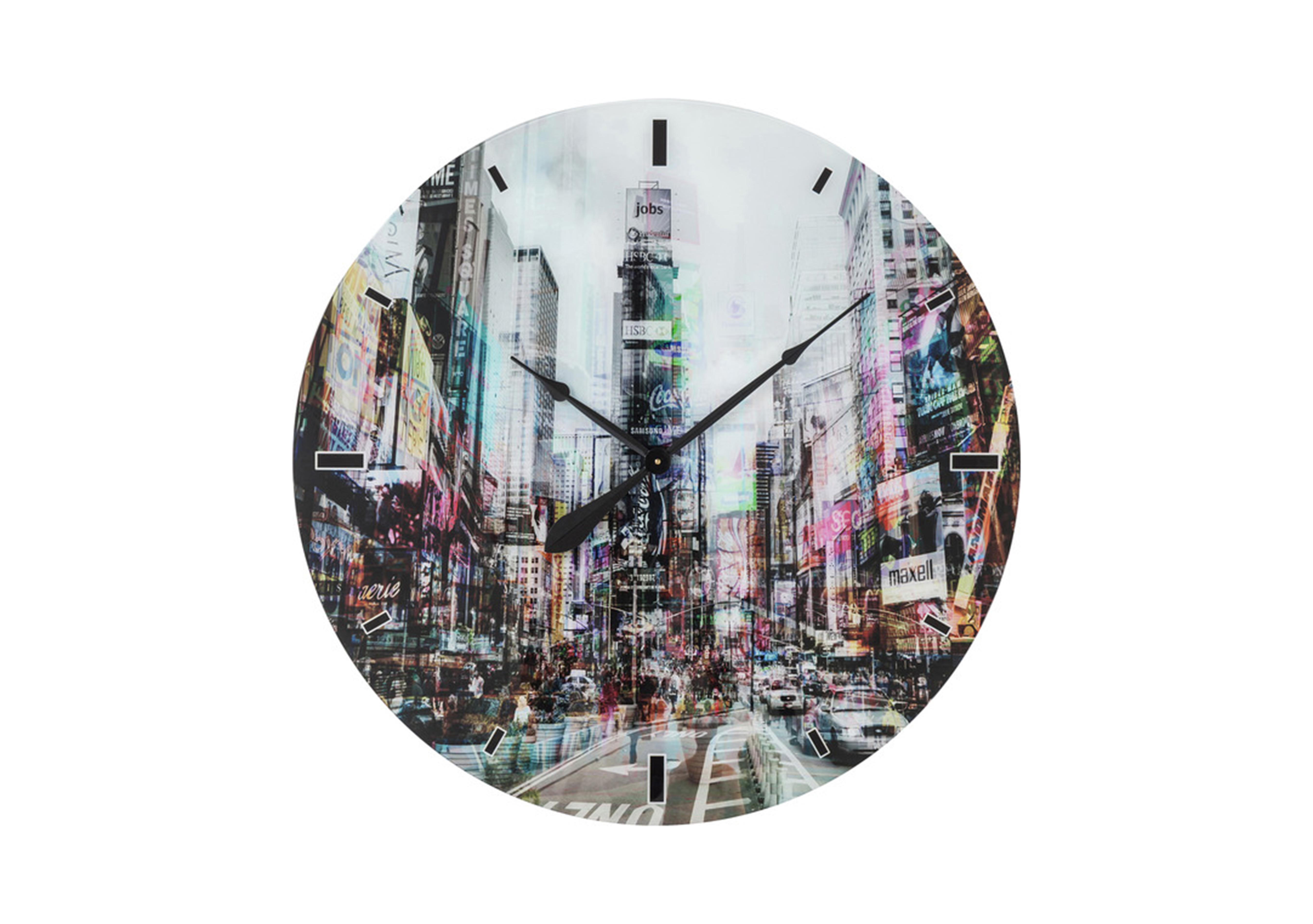 Glass Times Square Wall Clock Furniture Village