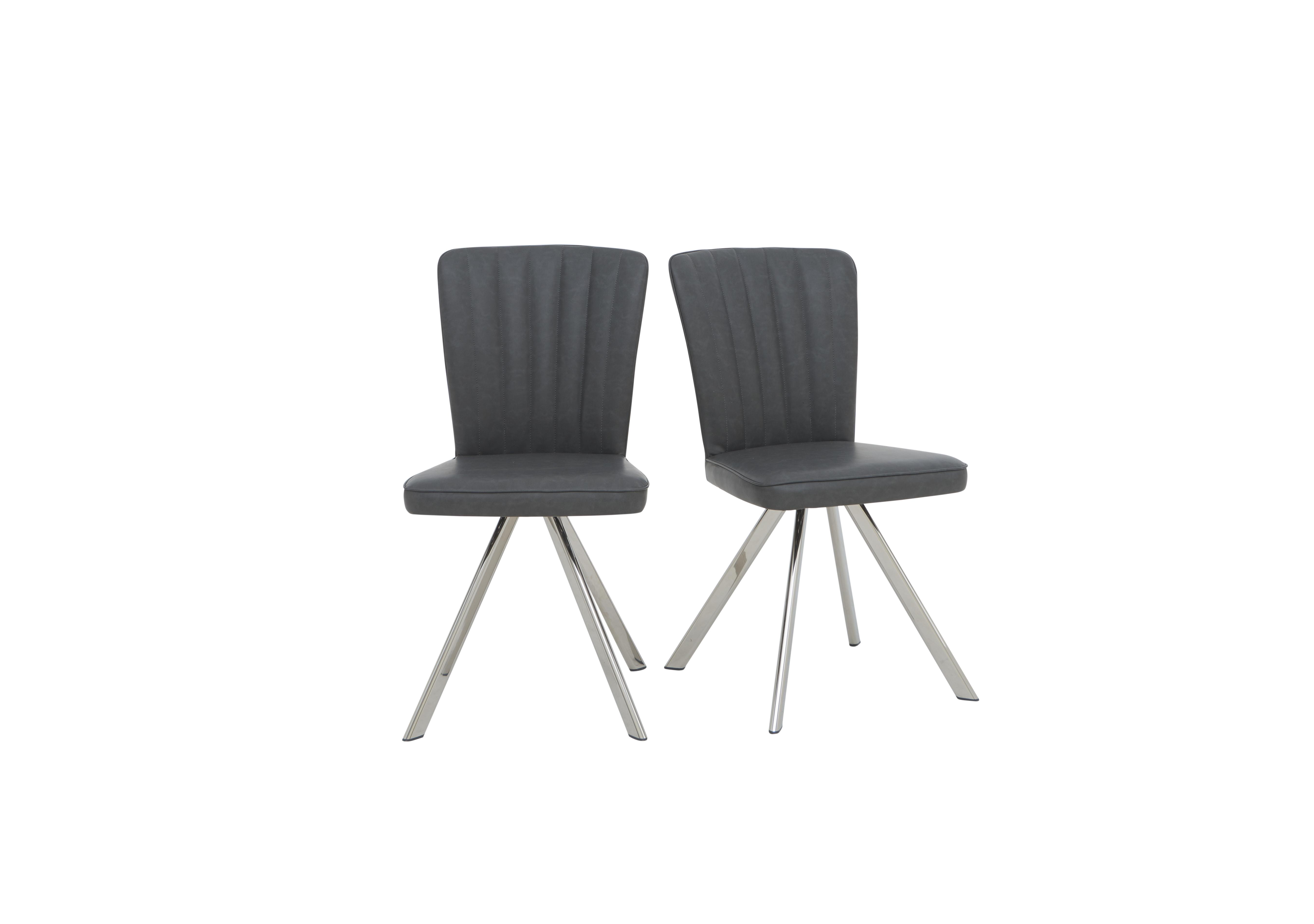 Vegas Pair of Faux Leather Swivel Dining Chairs Furniture Village