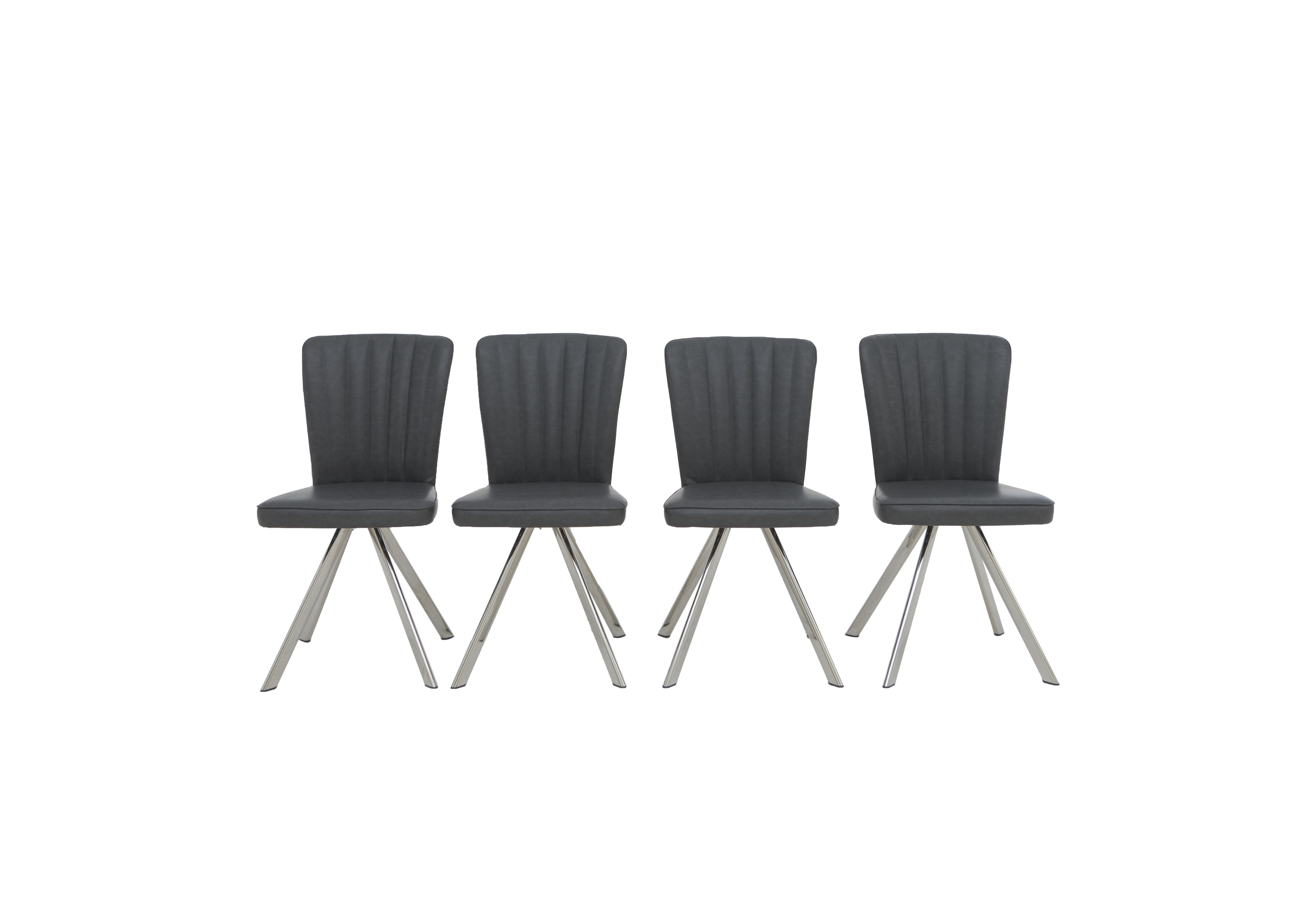 Vegas Set of 4 Faux Leather Swivel Dining Chairs Furniture Village