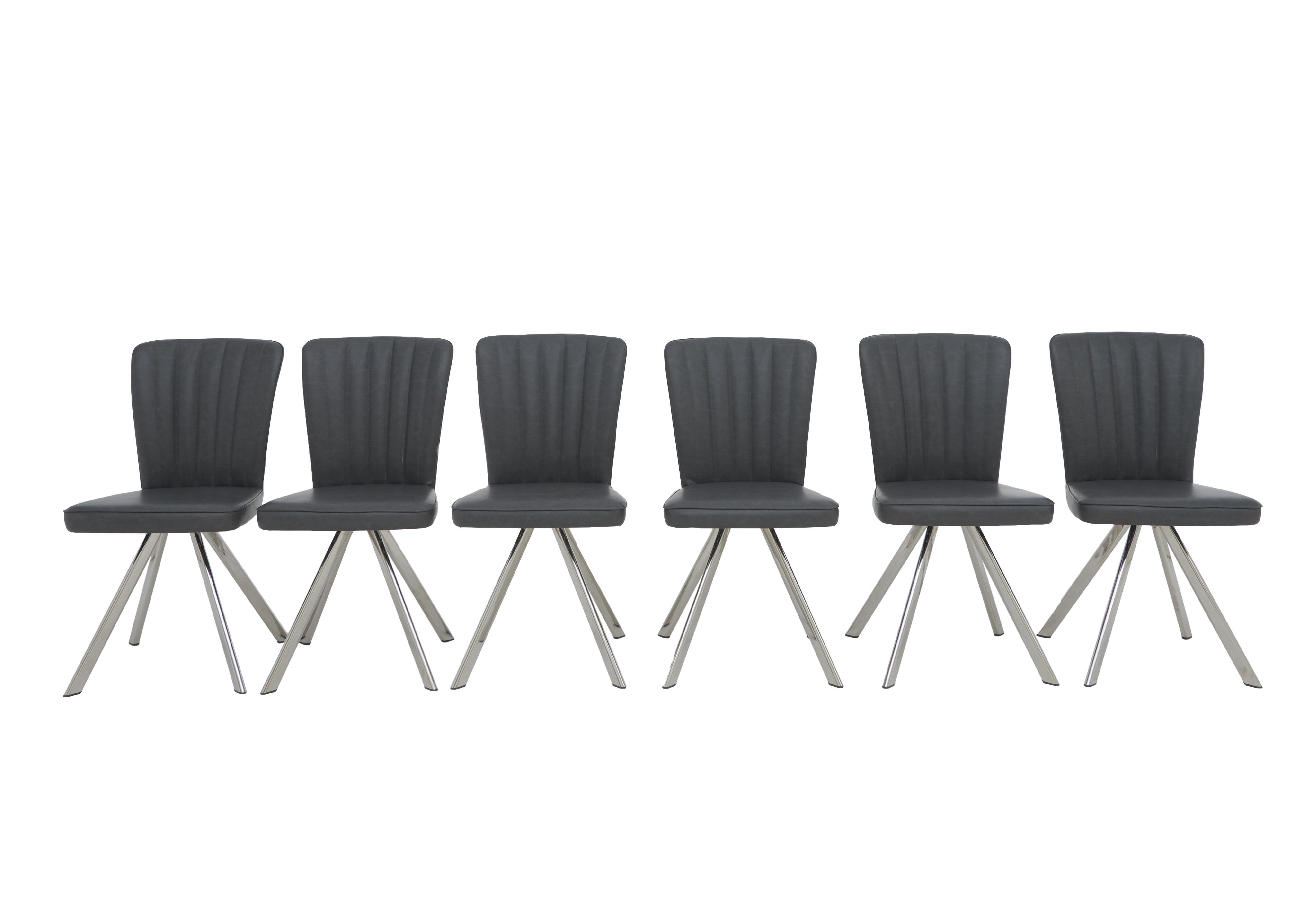 Set of 6 faux deals leather dining chairs