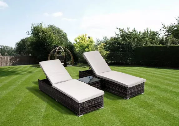 Rattan garden lounger online set