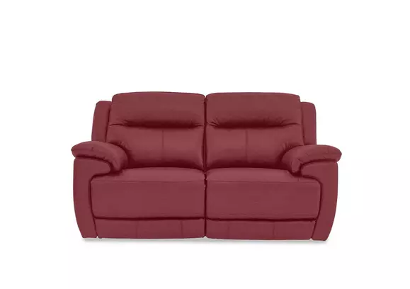 Red leather 2 seater 2024 recliner sofa