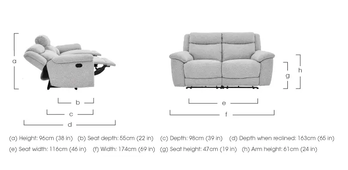 Recliner on sale sofa size