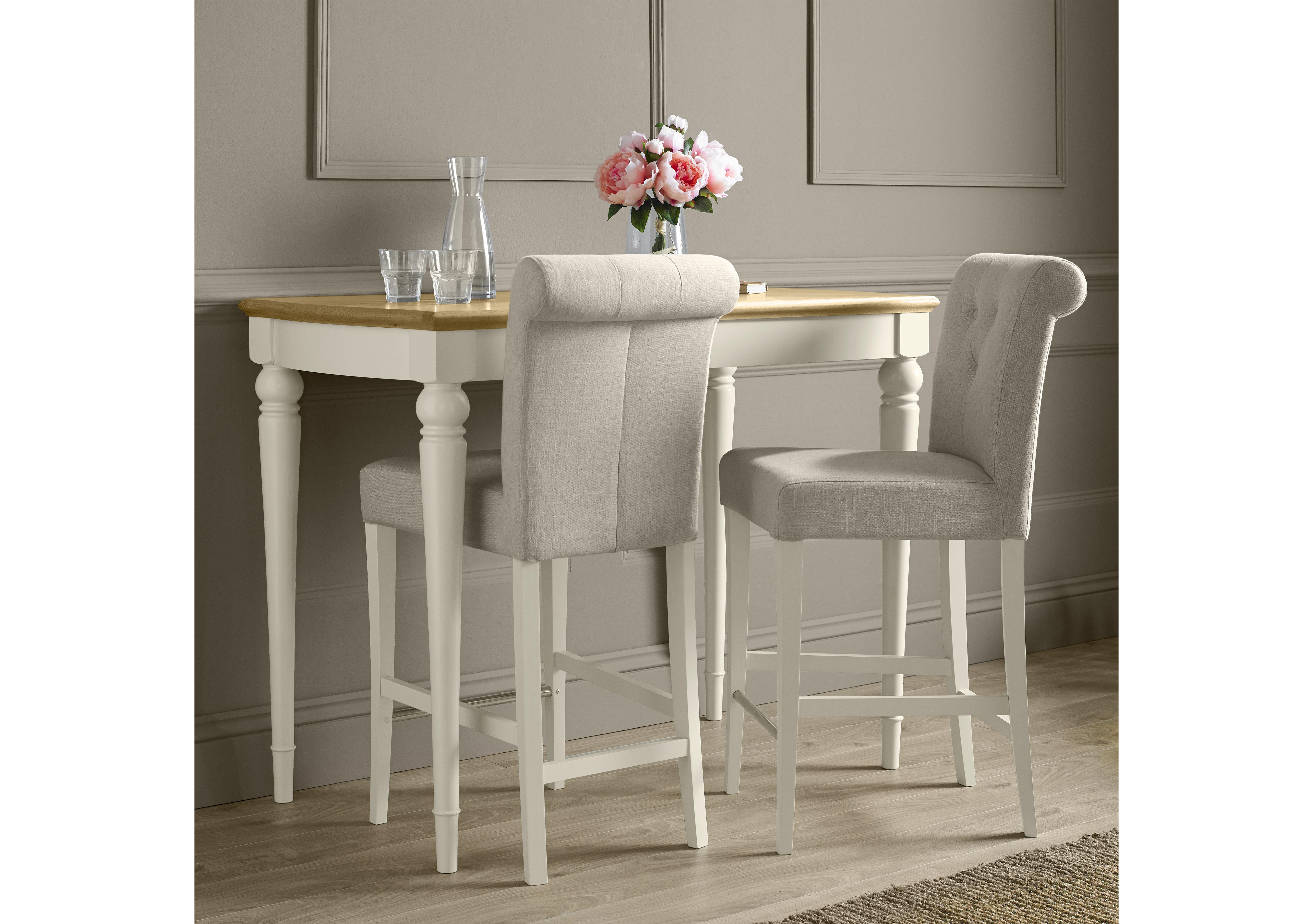 annecy bar table with 2 fabric roll back bar stools