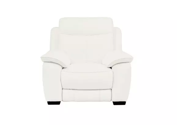 White fabric store recliner chair