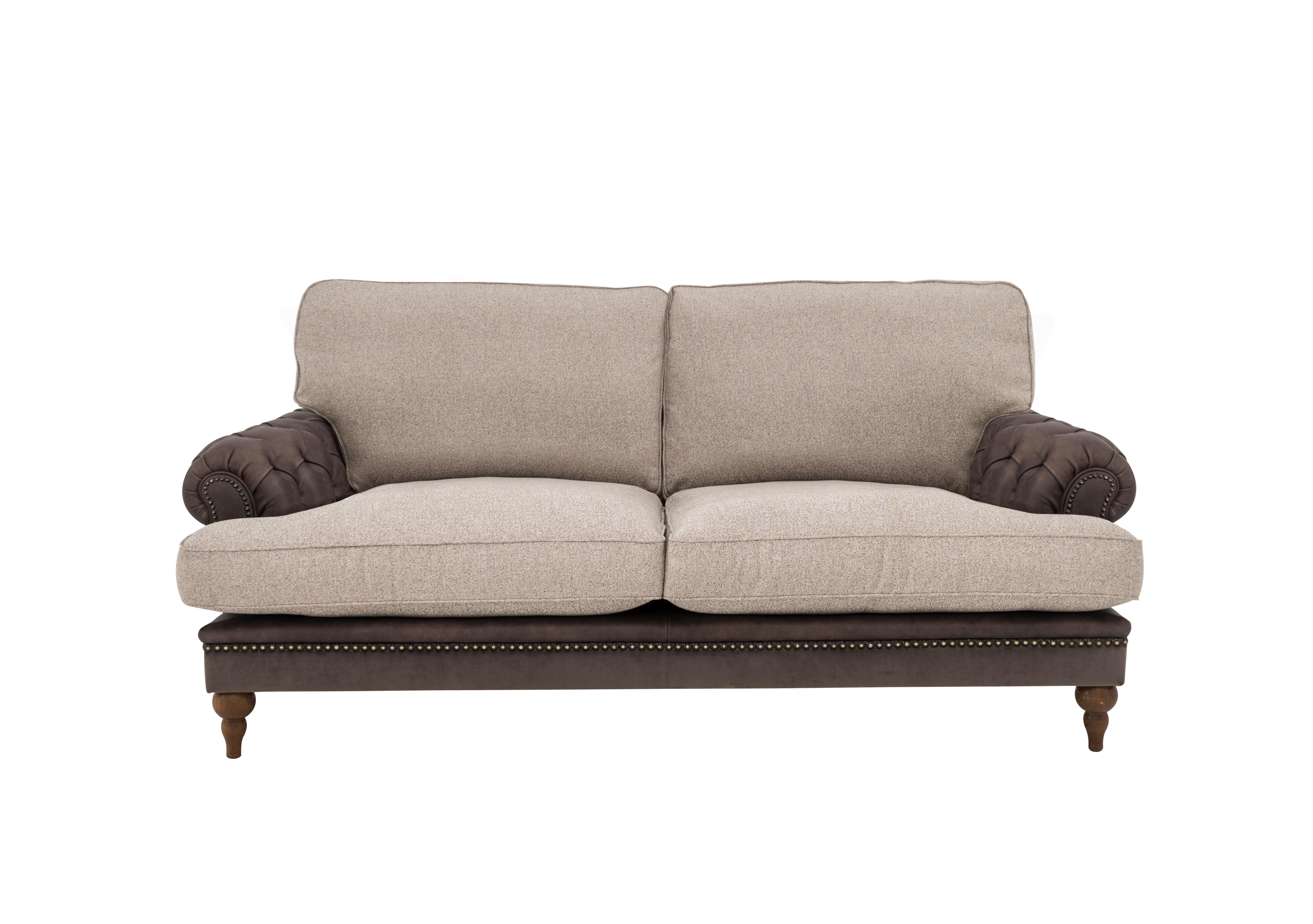 Navajo Leather And Fabric Mix Classic Back 3 Seater Sofa