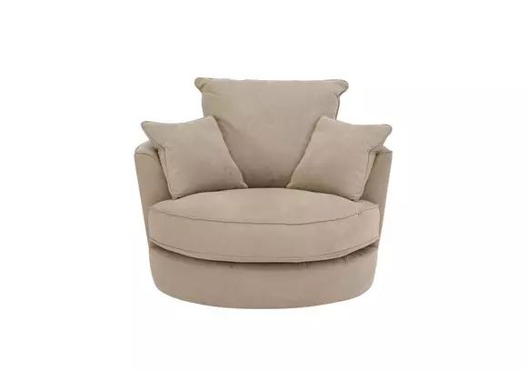 Beige swivel store accent chair