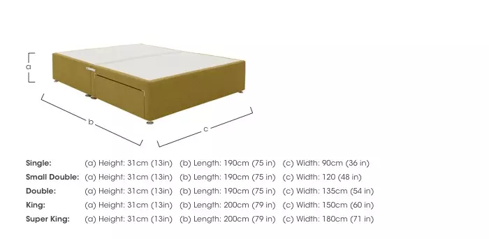 Divan double 2024 bed size