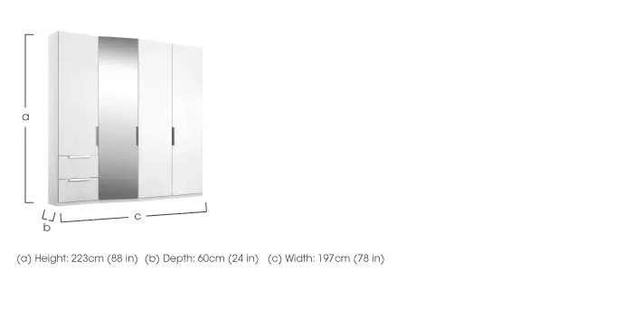 Adelaide 4 Door Left Hand Facing Hinged Wardrobe Rauch