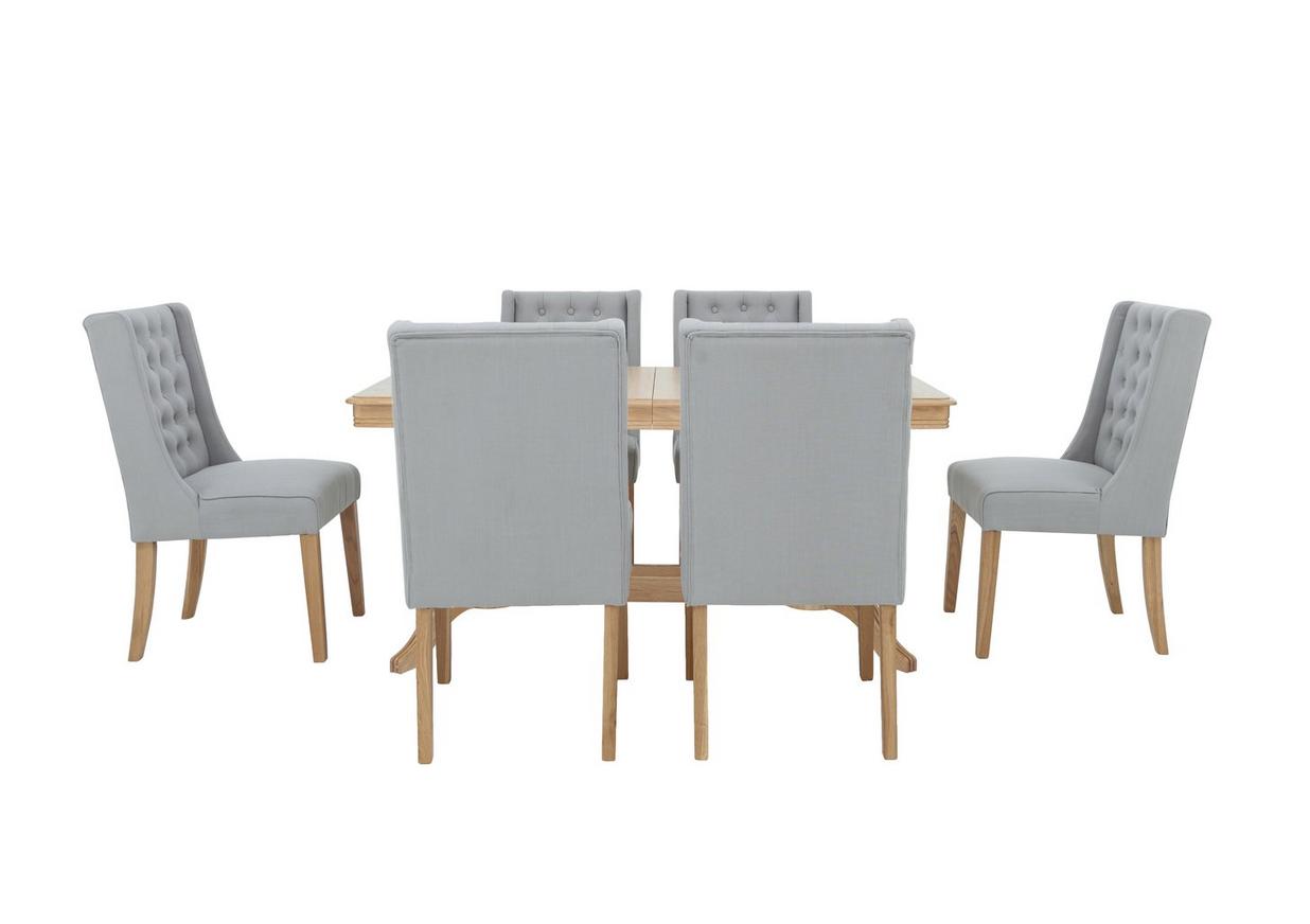 Maison Rectangular Extending Dining Table And 6 Upholstered Dining Chairs Furniture Village