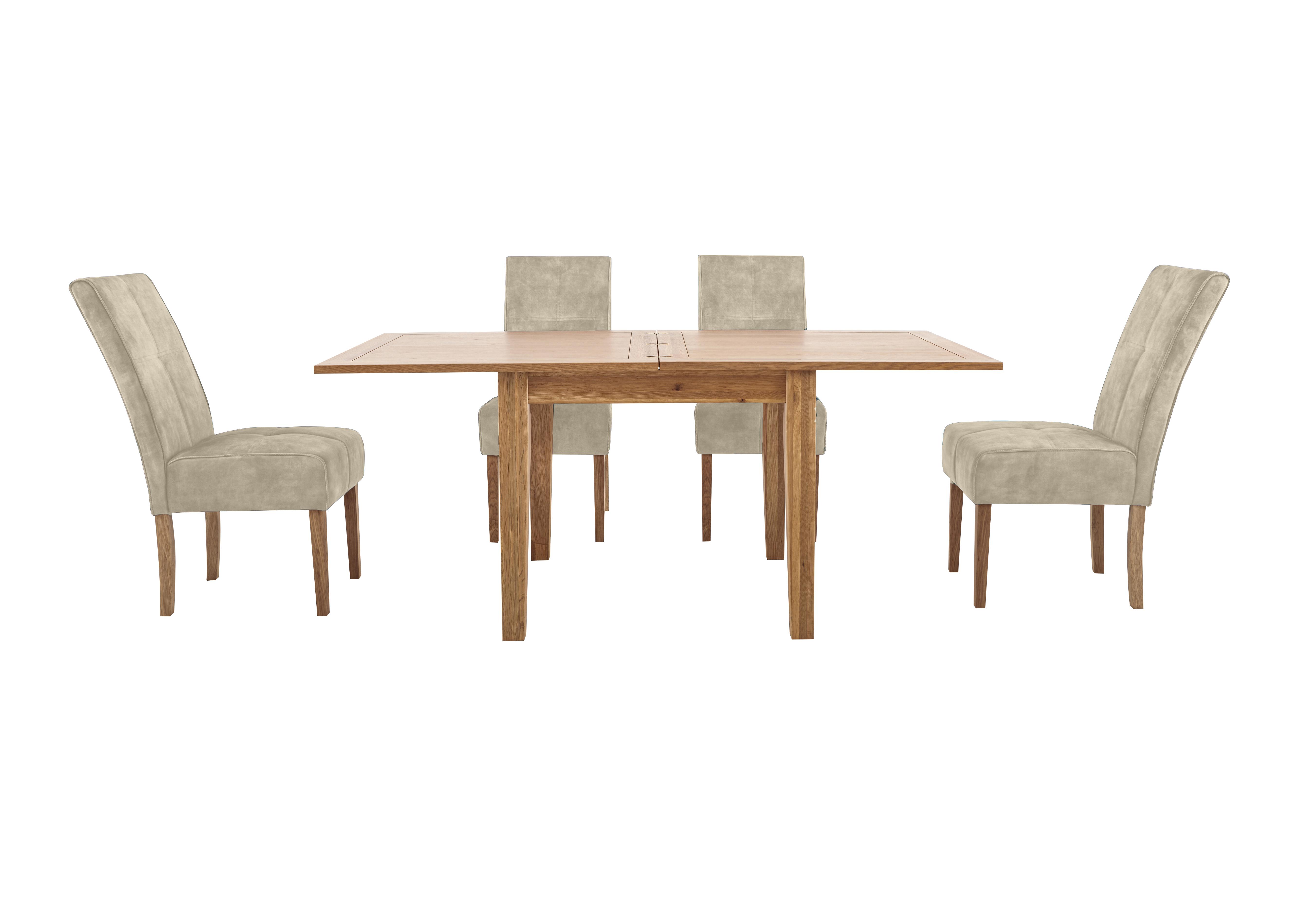California Solid Oak Flip Top Extending Table and 4 Velvet Fabric