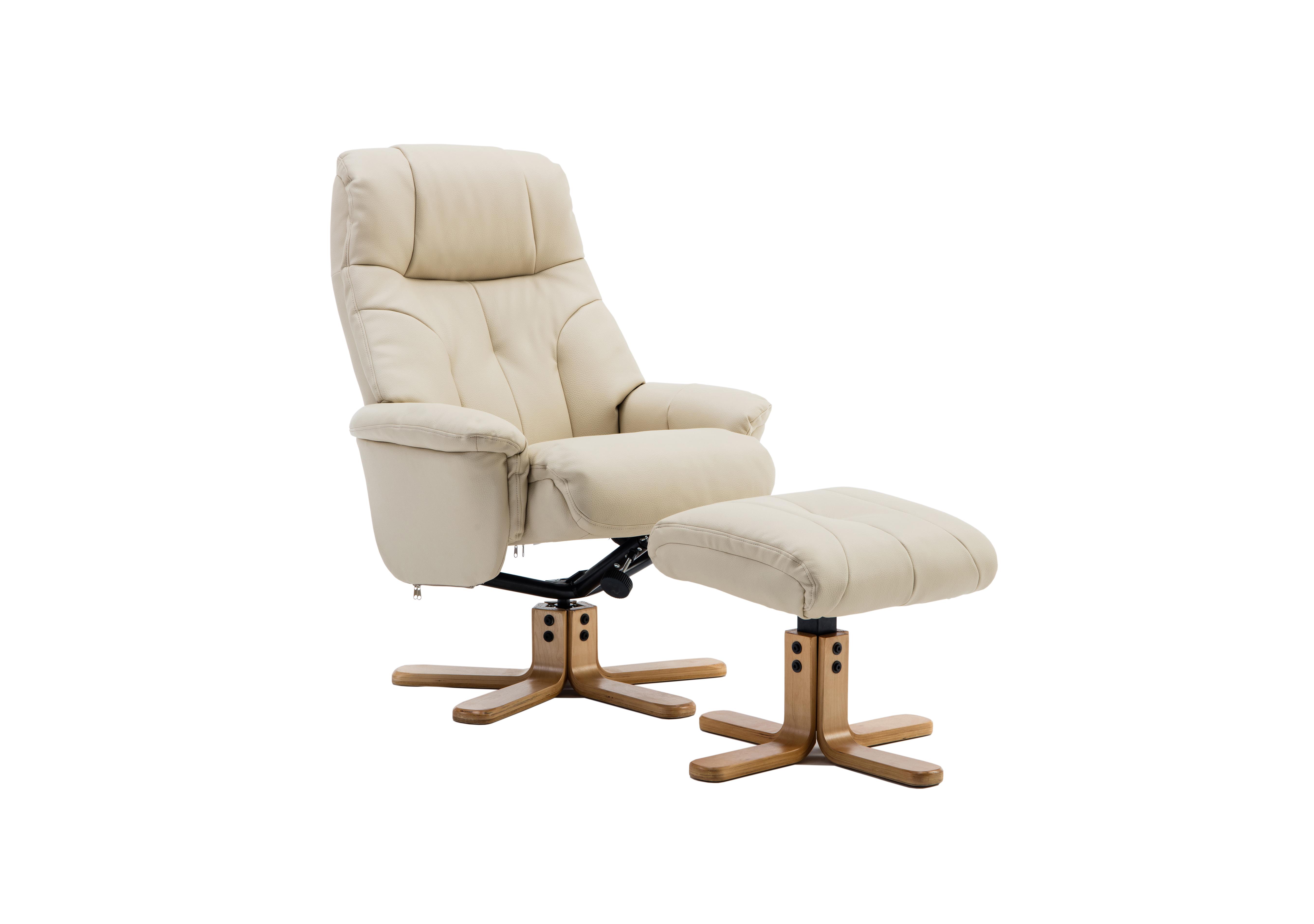 Muscat Faux Leather Swivel Recliner Chair and Footstool Furniture Village