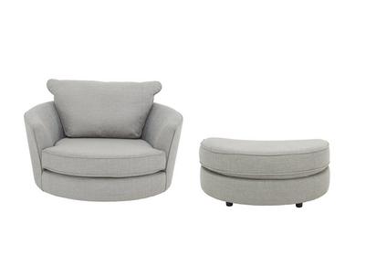Seasons Fabric Swivel Chair And Half Moon Footstool Limited Stock