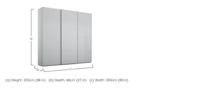 Size of deals 3 door wardrobe