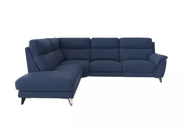 Dark blue reclining deals sofa