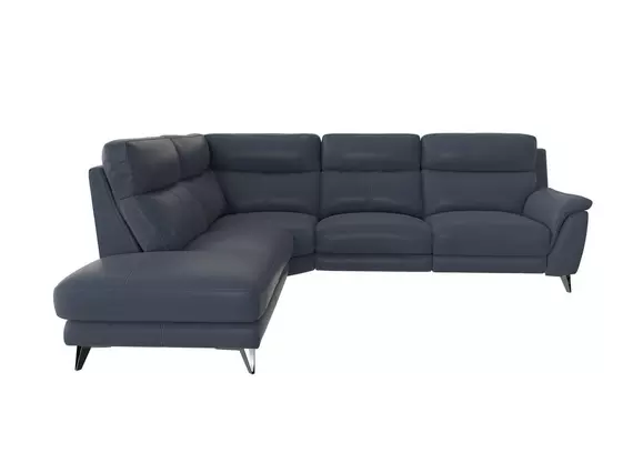 Navy leather deals corner sofa