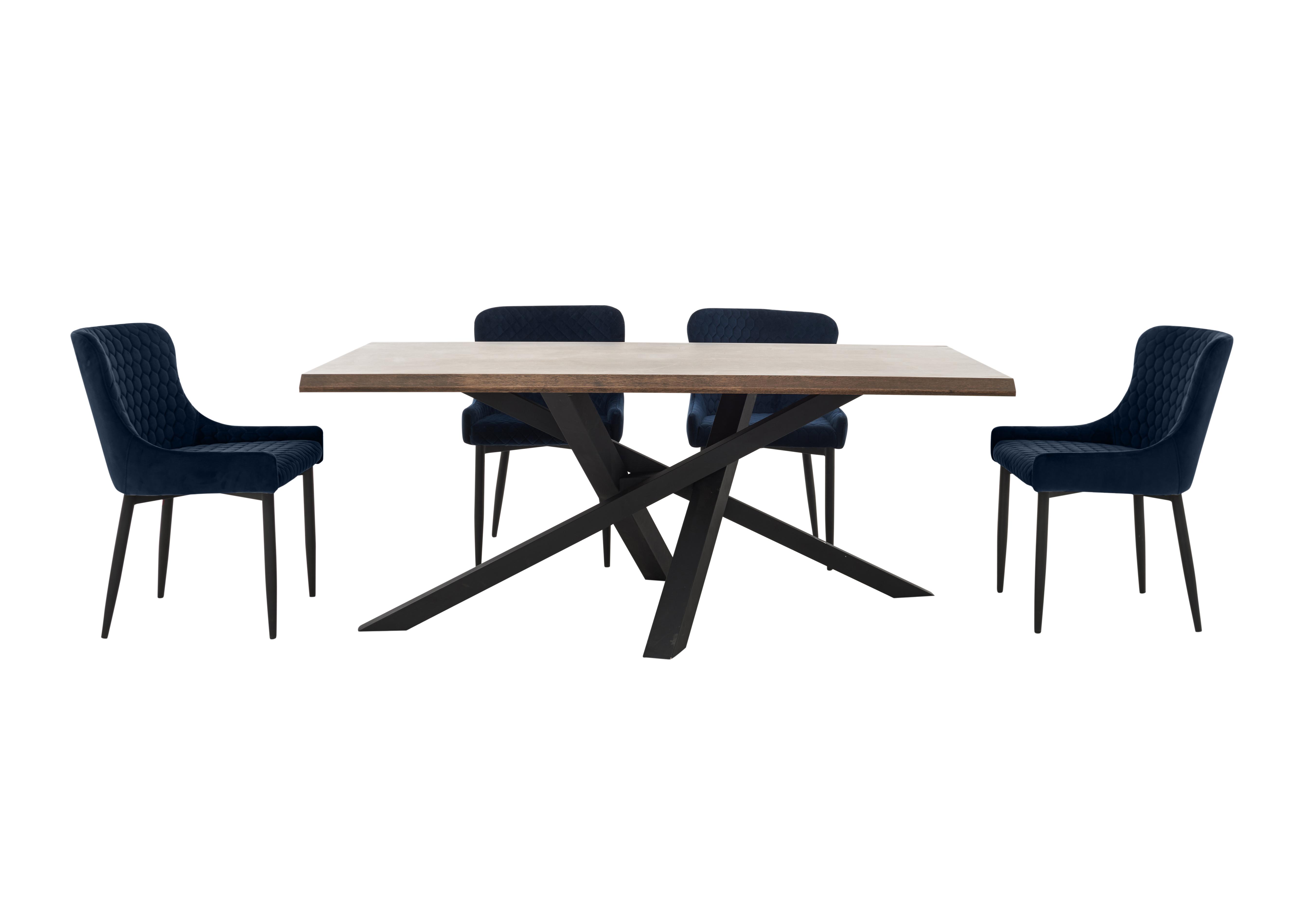 Sapporo Table and 4 Velvet Chairs Dining Set Furniture Village