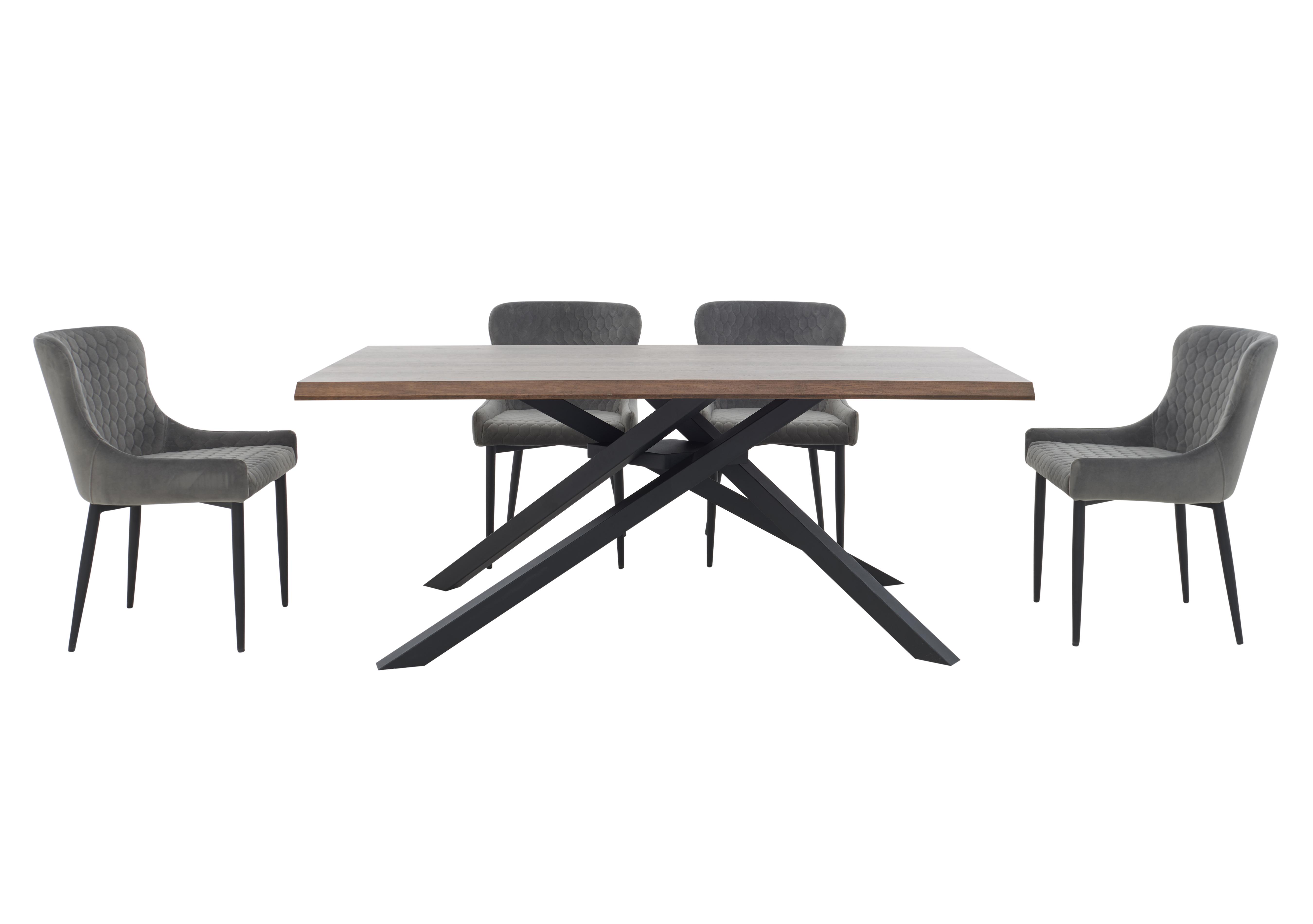 Sapporo Table and 4 Velvet Chairs Dining Set Furniture Village