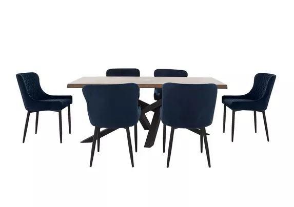 Sapporo Table and 6 Fabric Chairs Dining Set Furniture Village