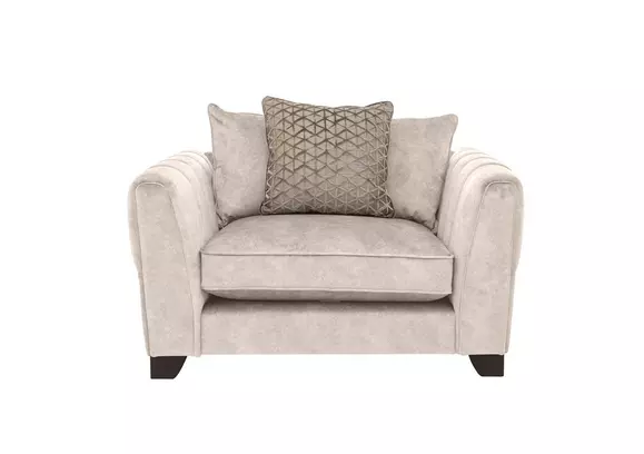 Thomasville beige fabric snuggle swivel deals chair