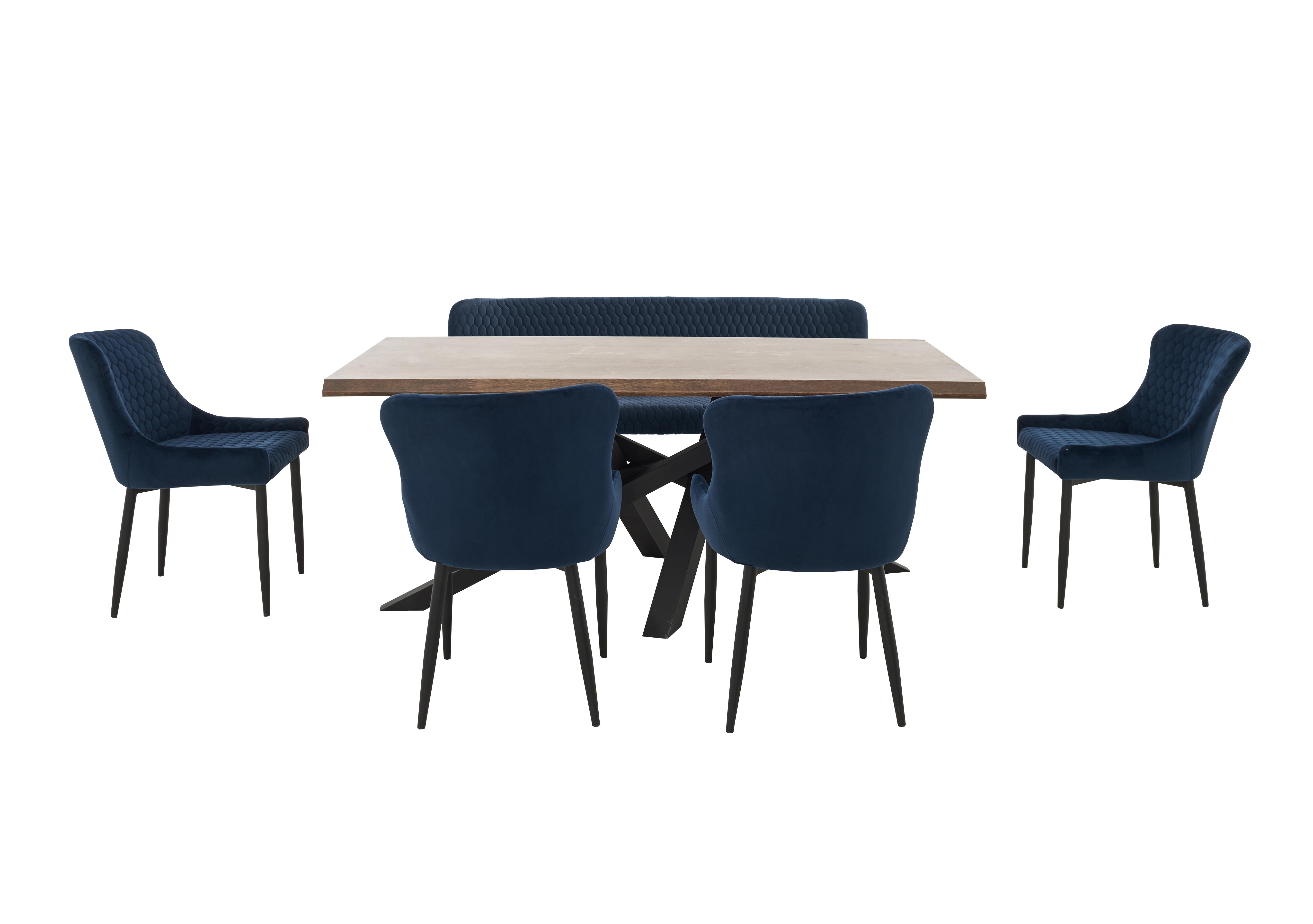 Sapporo Table, 4 Fabric Chairs and Bench Dining Set Furniture Village