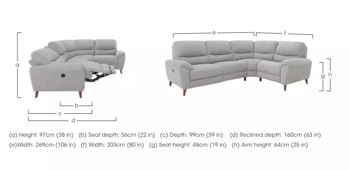 Silverstone Compact Fabric Power Recliner Corner Sofa Furniture