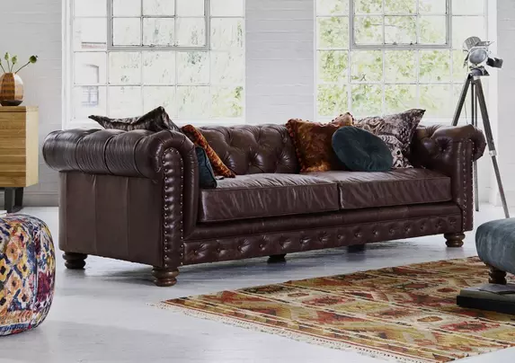 Camden Collection Brixton 4 Seater Leather Sofa Alexander And James Furniture Village