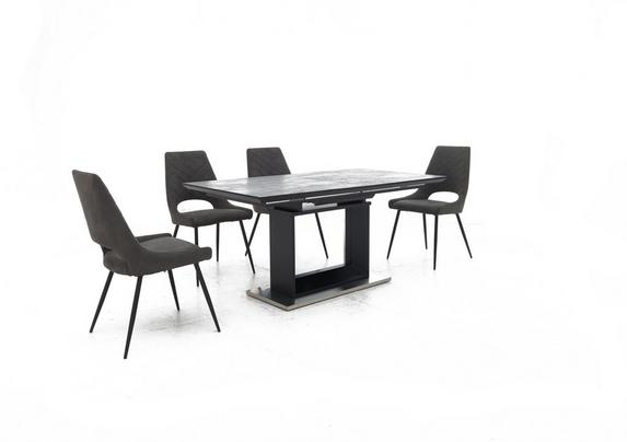 Metallica Extending Dining Table With Graphite Ceramic Top And 4 Chairs Furniture Village