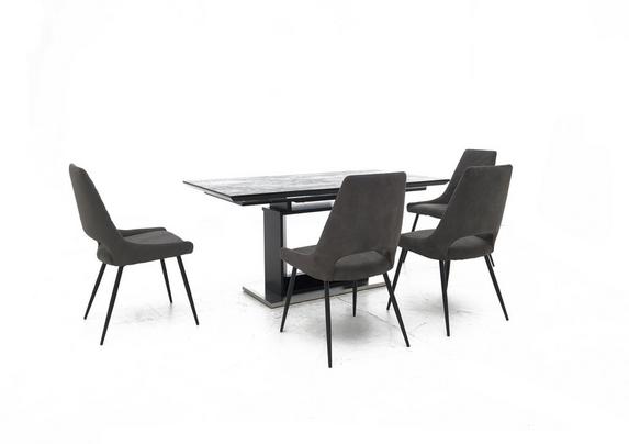 Metallica Extending Dining Table With Graphite Ceramic Top And 4 Chairs Furniture Village
