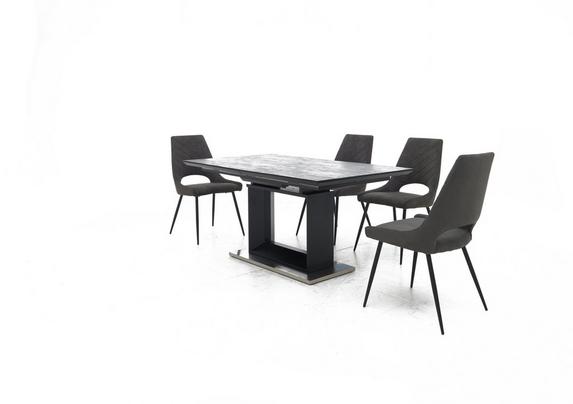 Metallica Extending Dining Table With Graphite Ceramic Top And 4 Chairs Furniture Village