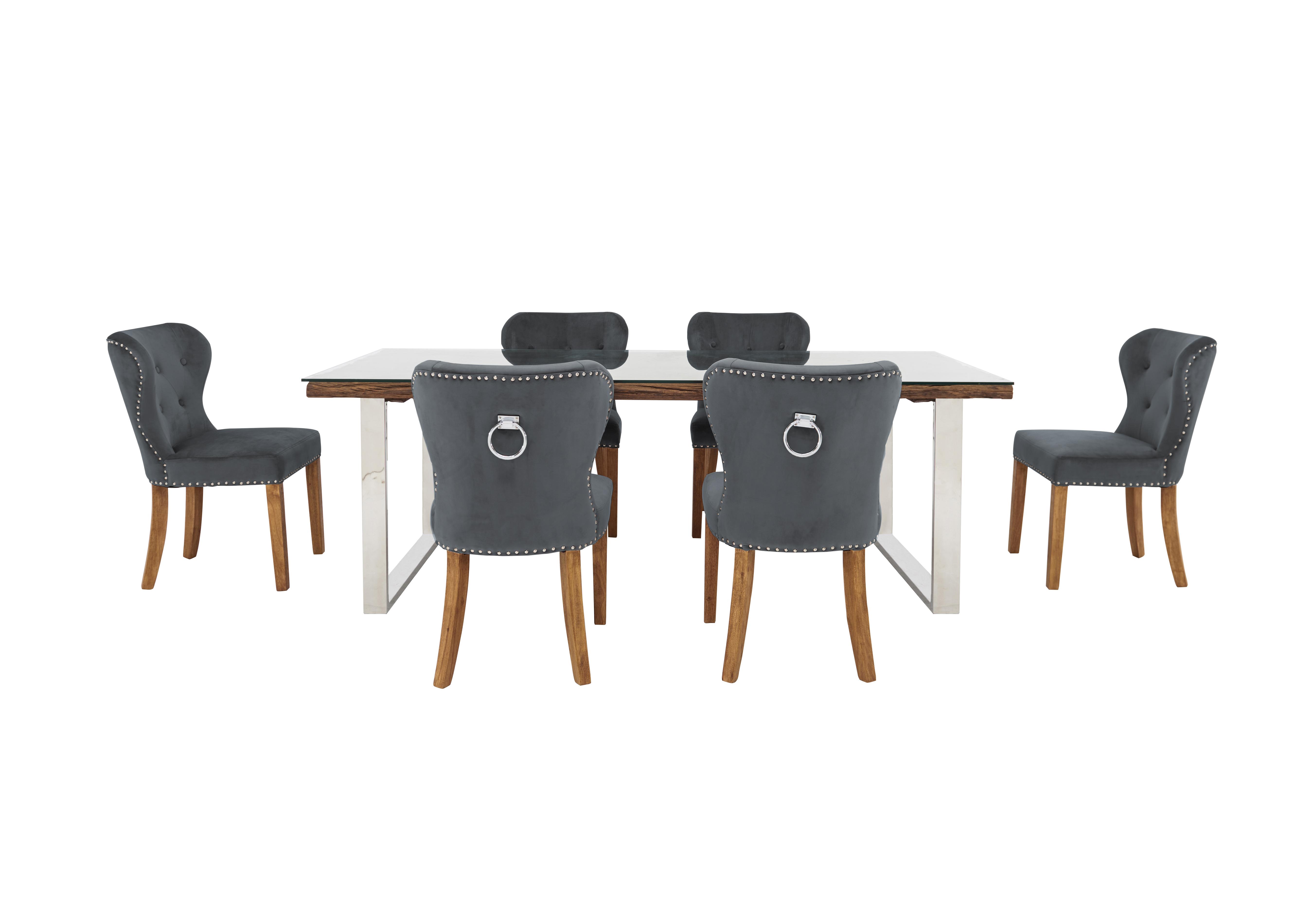 Chennai Dining Table with UShaped Legs and 6 Upholstered Chairs