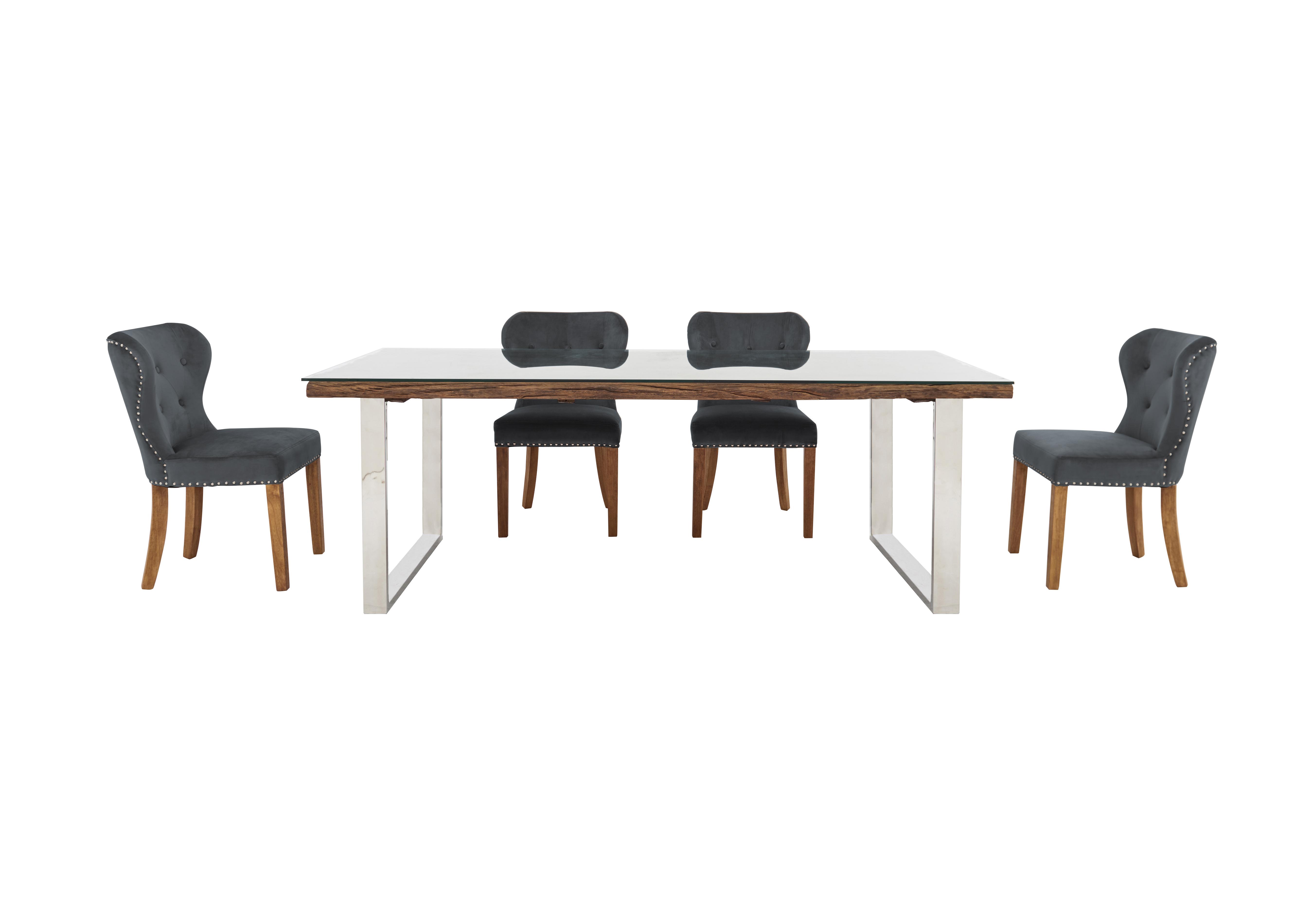 Chennai Dining Table with UShaped Legs and 4 Upholstered Chairs