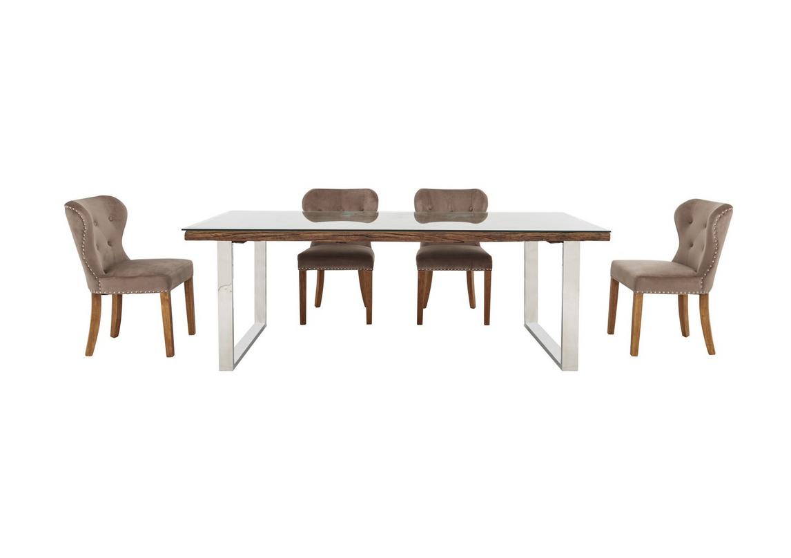 Chennai Dining Table With U Shaped Legs And 4 Upholstered Chairs Furniture Village