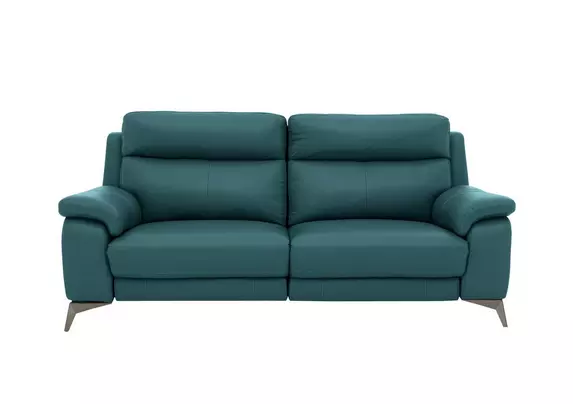 Teal leather deals reclining sofa