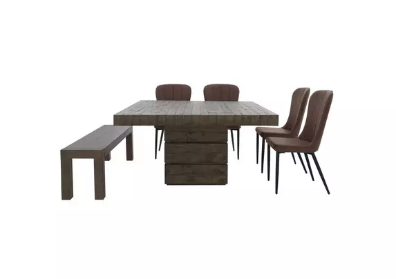 Folsom Square Dining Table 4 Chairs And Dining Bench Set Furniture Village