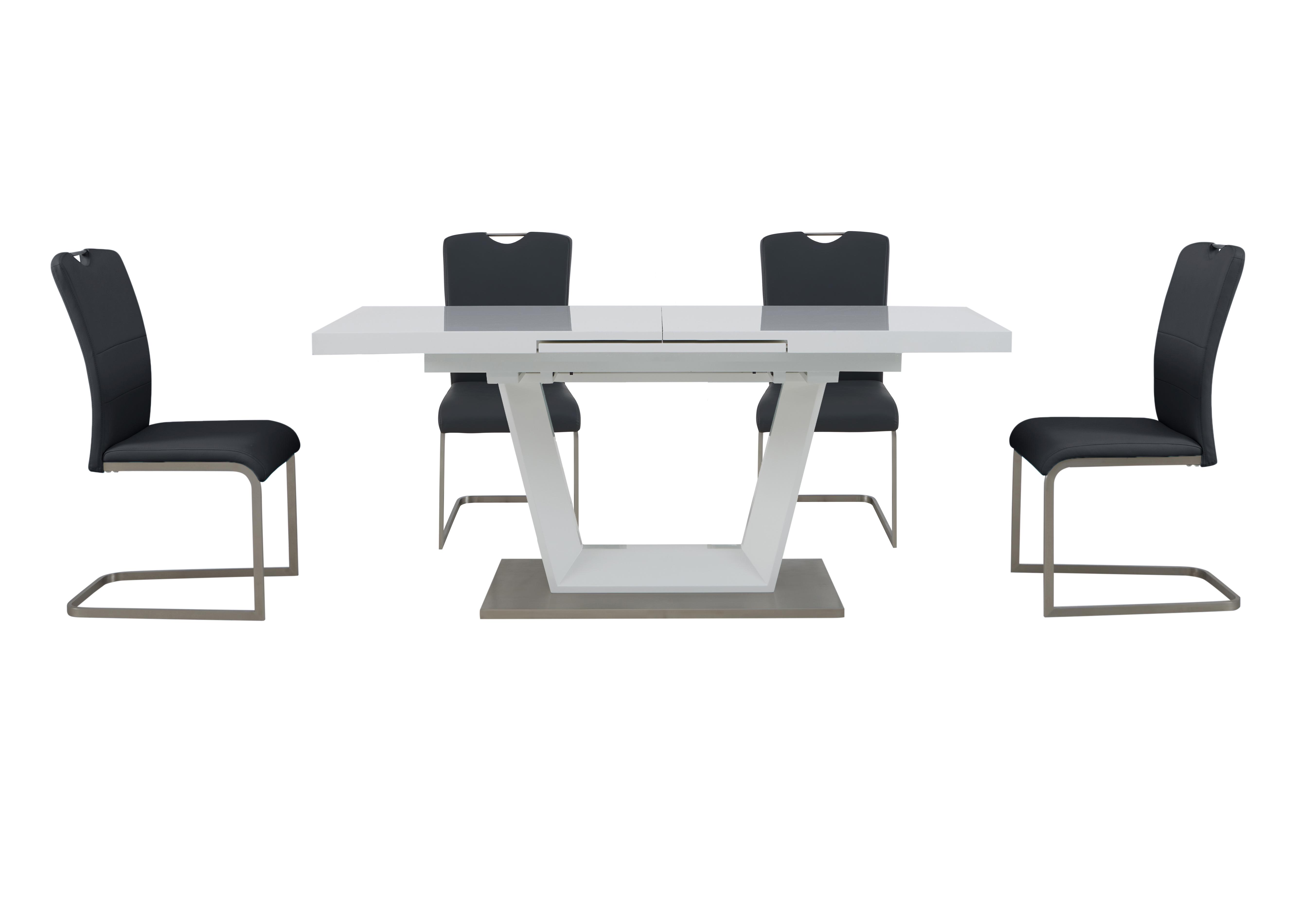 Bianco Large Extending Dining Table and 4 Chairs Dining Set Furniture
