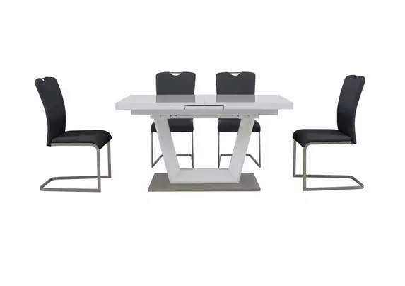 White modern deals extendable dining table