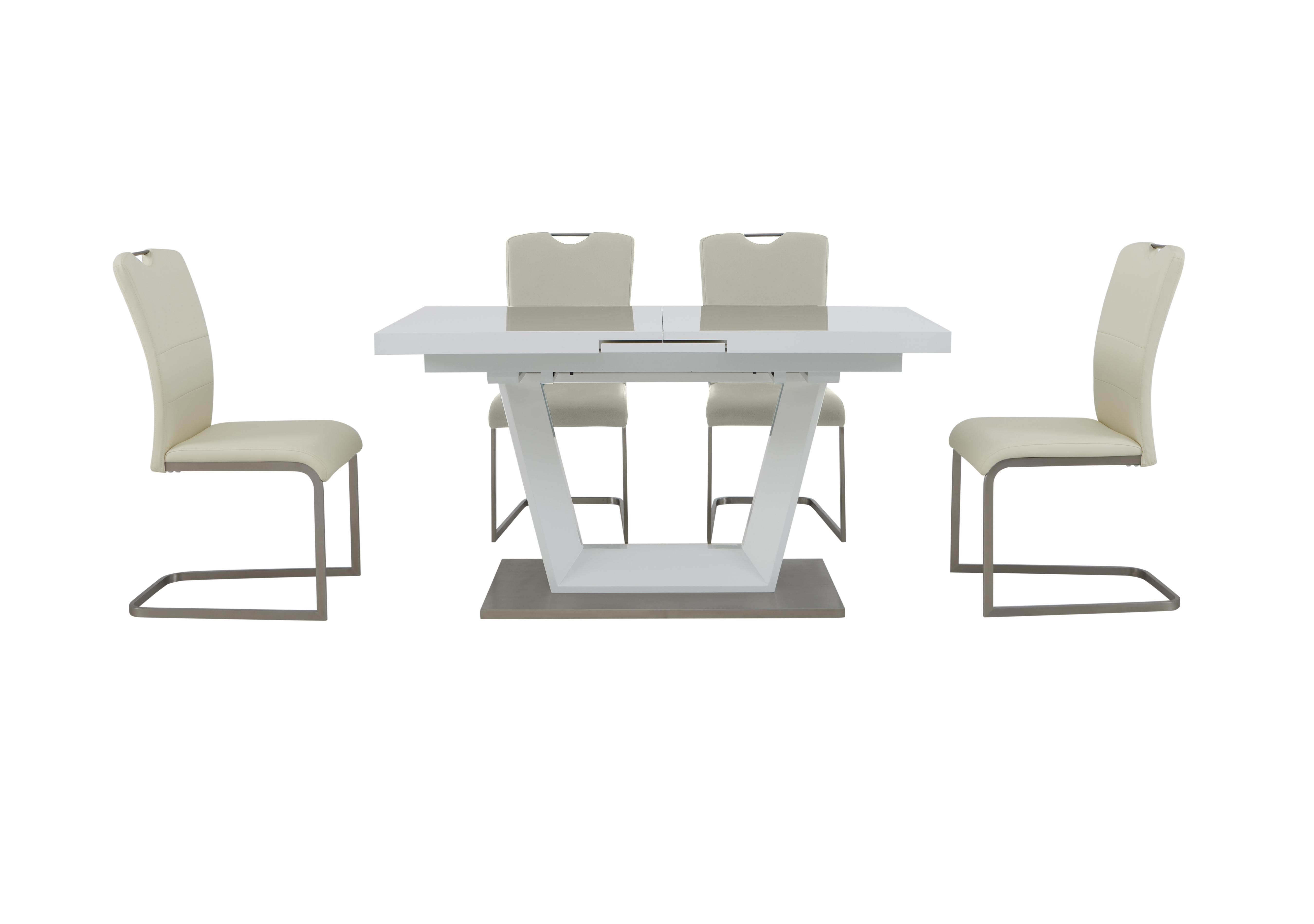 Bianco Small Extending Dining Table and 4 Chairs Dining Set Furniture