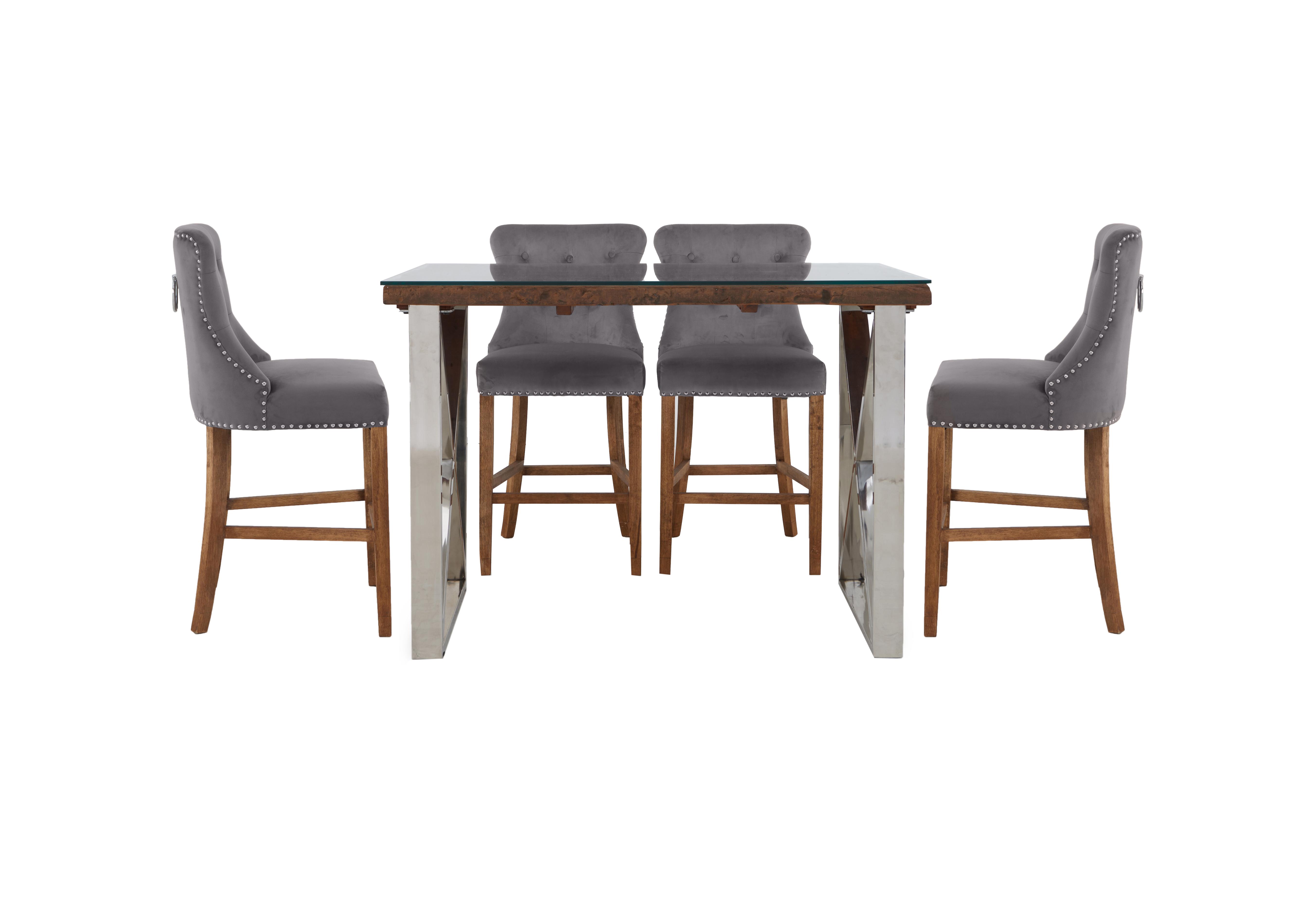 Chennai Bar Table and 4 Bar Stools Dining Set Furniture Village