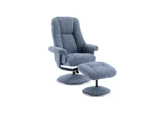 Blue swivel store glider recliner