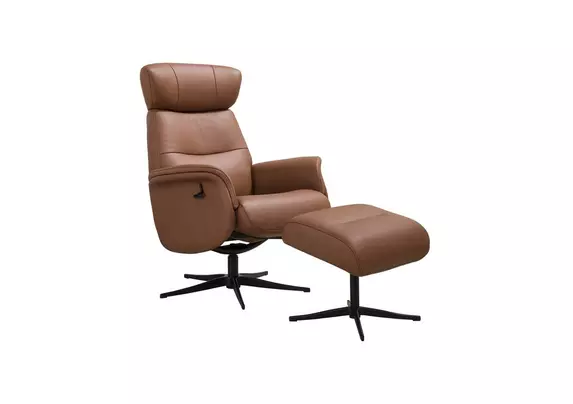 Marseille Leather Swivel Recliner Chair and Footstool Furniture