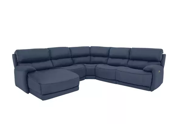 Navy blue leather on sale corner sofa