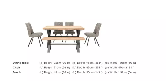 Earth Small Dining Table 4 Dining Chairs and a Dining Bench