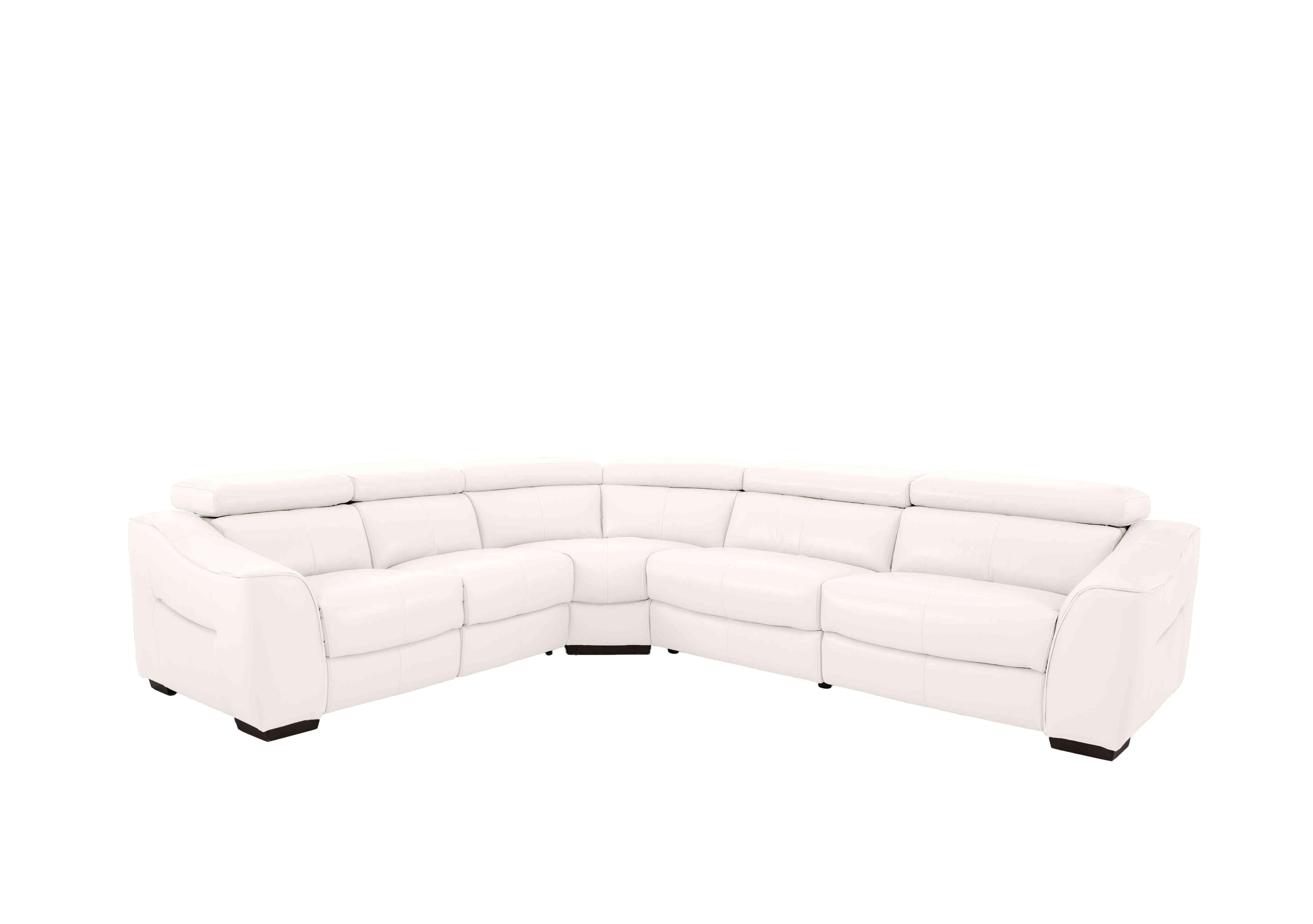 Large white store leather corner sofa