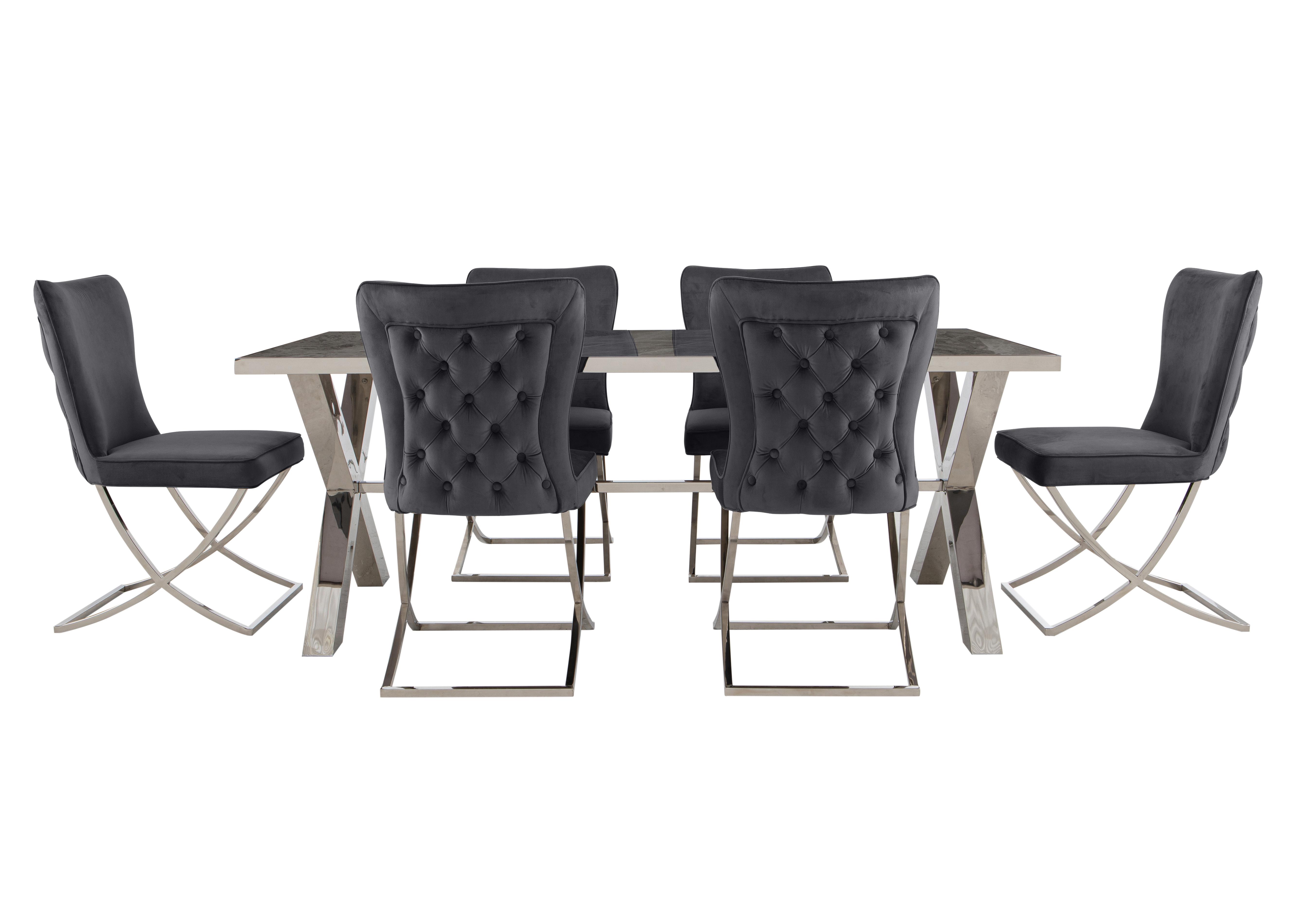 Vanquish Large Dining Table and 6 Dining Chairs Furniture Village