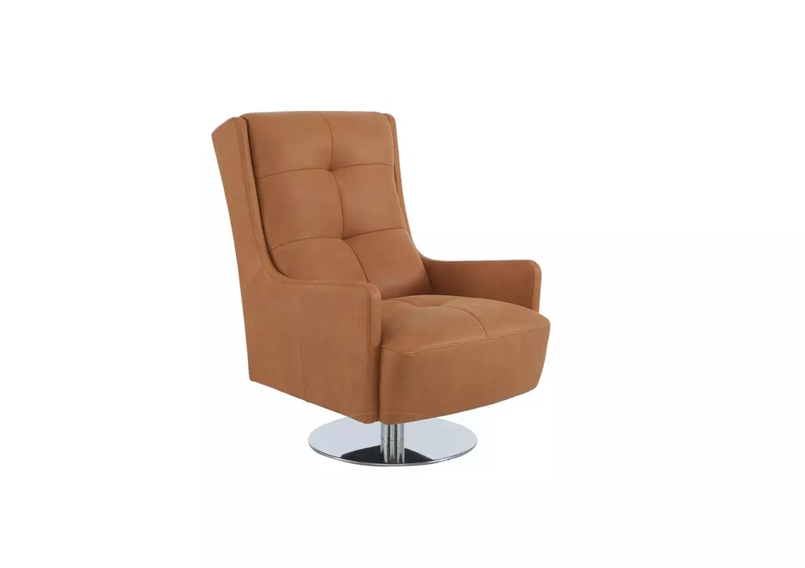 Boutique Brando Leather Swivel Accent Chair Furniture Village
