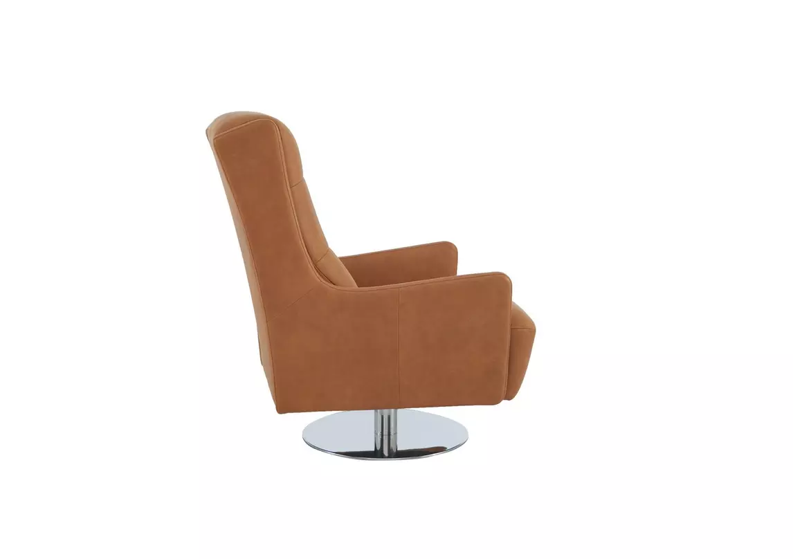 Boutique Brando Leather Swivel Accent Chair Furniture Village